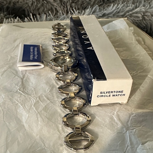 Avon Accessories - Avon vintage Silver stone Circular Bracelet Watch-Battery included
